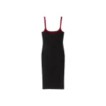 Versace Embroidered Stretch Cotton-Jersey Midi Dress in Black and Red | Midi Dresses | Coveti