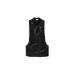 Versace Embroidered Stretch Cotton Jersey Tank Top in Black | Sleeveless | Coveti