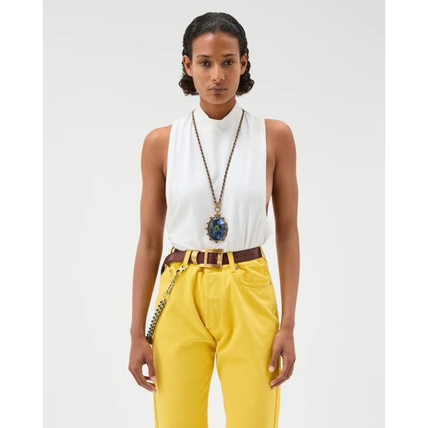 Versace Embroidered Stretch Cotton-Jersey Tank Top in White, Ref. 1024514, view 2 | Sleeveless