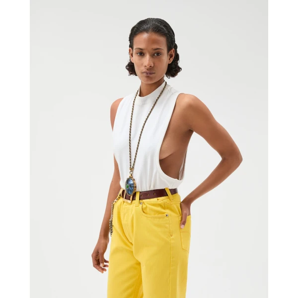 Versace Embroidered Stretch Cotton-Jersey Tank Top in White, Ref. 1024514, view 3 | Sleeveless