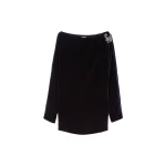Versace Embroidered Velvet Mini Dress in Navy | Mini Dresses | Coveti