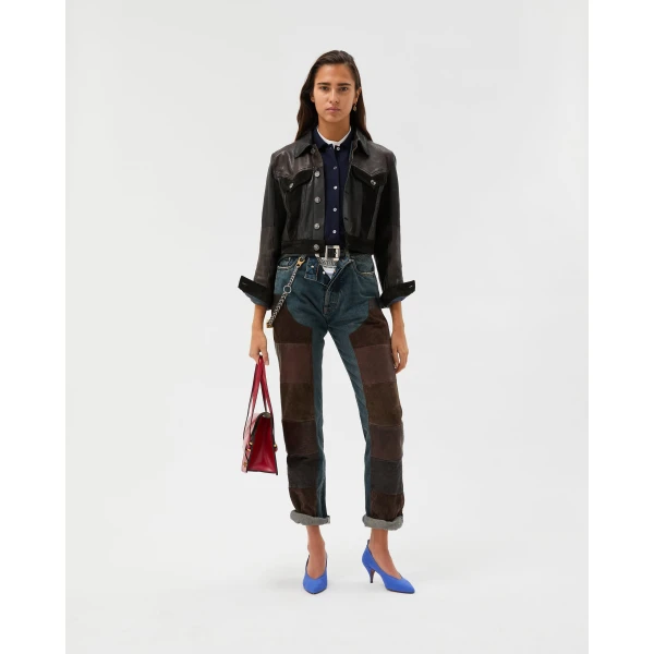 Versace Embroidered Wool Knit Cardigan in Blue, view 5 | Cardigan