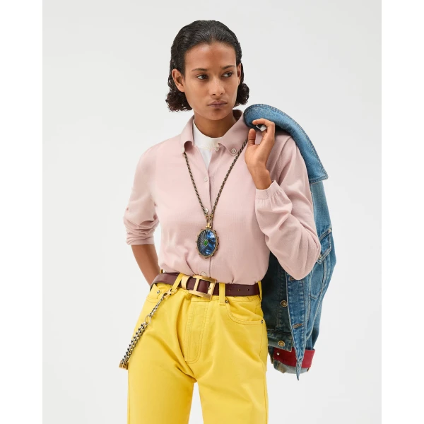 Versace Embroidered Wool Knit Cardigan in Pink, view 2 | Cardigan
