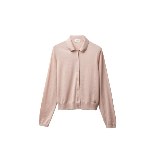 Versace Embroidered Wool Knit Cardigan in Pink | Cardigan | Coveti