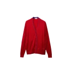 Versace Embroidered Wool Knit Cardigan in Red | Cardigan | Coveti