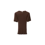 Versace Embroidered Wool Ribbed Knit T-Shirt in Brown | Sweaters | Coveti