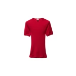 Versace Embroidered Wool Ribbed Knit T-Shirt in Red | Sweaters | Coveti