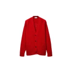 Versace Embroidered Wool and Cashmere Knit Cardigan in Red | Cardigan | Coveti