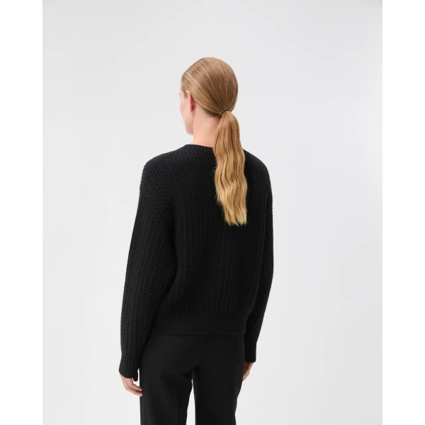 Versace Embroidered Wool and Cashmere Knit Sweater in Black, view 3 | Sweaters