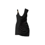 Versace Envers-Satin Crêpe Draped Mini Dress in Black | Mini Dresses | Coveti