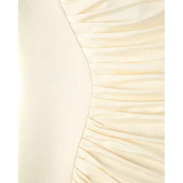 Versace Envers-Satin Crêpe Draped Mini Dress in White, view 2 | Mini Dresses