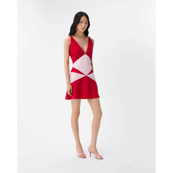 Versace Envers-Satin Mini Dress in Red, view 2 | Mini Dresses