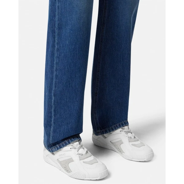 Versace Galaxia Leather Sneakers in White, view 3 | Sneakers