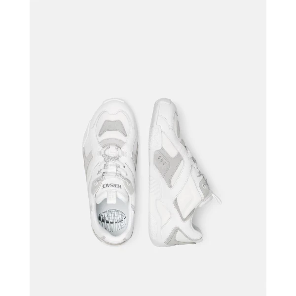 Versace Galaxia Leather Sneakers in White, view 4 | Sneakers