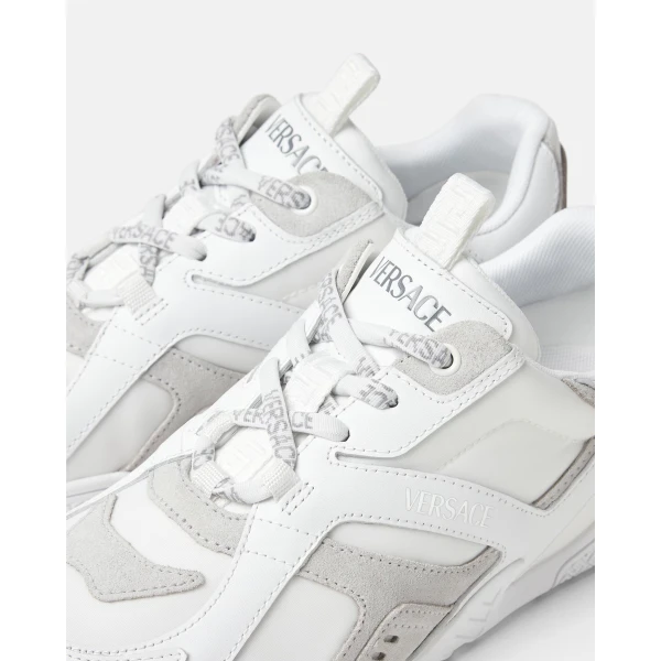 Versace Galaxia Leather Sneakers in White, view 5 | Sneakers