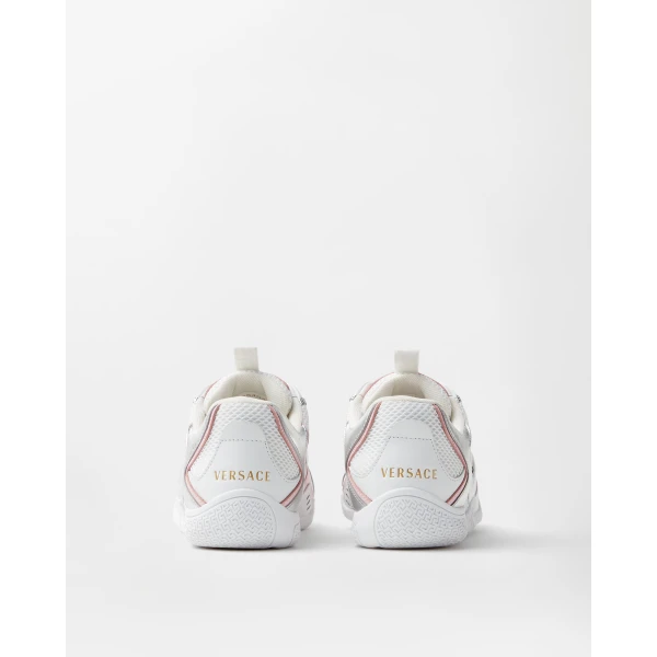 Versace Galaxia Metallic Sneakers in White and Pink, view 5 | Sneakers