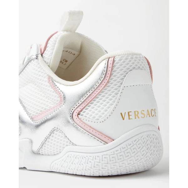 Versace Galaxia Metallic Sneakers in White and Pink, view 6 | Sneakers