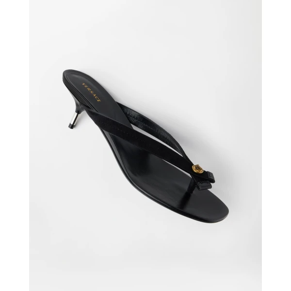 Versace Gavriel Suede Thong Sandals 50 mm in Black, view 3 | Flip Flops & Slides