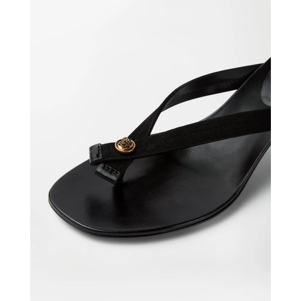Versace Gavriel Suede Thong Sandals 50 mm in Black, view 5 | Flip Flops & Slides
