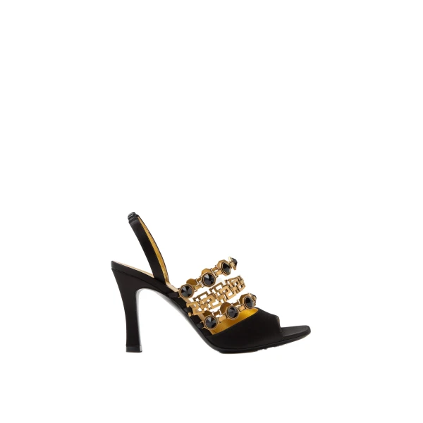 Gemma Satin Sandals 90 mm in Black