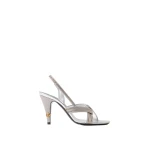 Versace Gianni Embellished Nappa and Satin Slingbacks 90 mm in Grey | Heels | Coveti