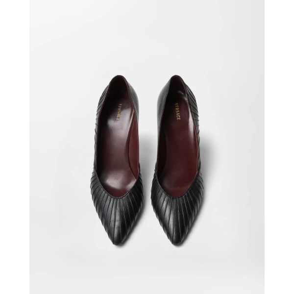 Versace Gianni Leather Pumps 90 mm in Black, view 3 | Heels