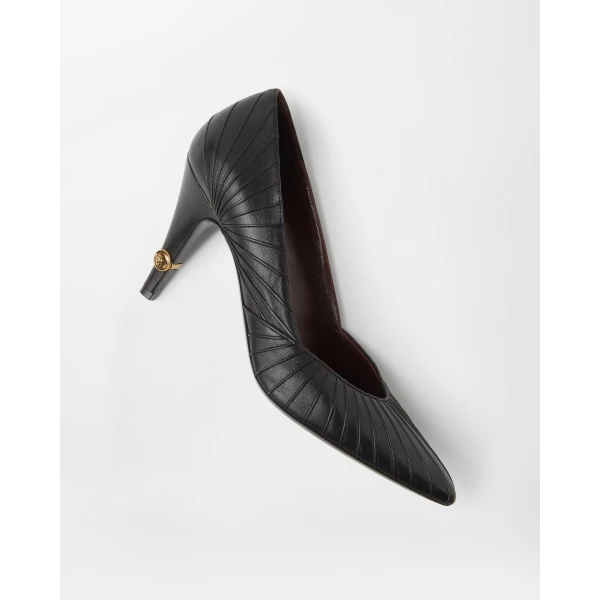 Versace Gianni Leather Pumps 90 mm in Black, view 4 | Heels