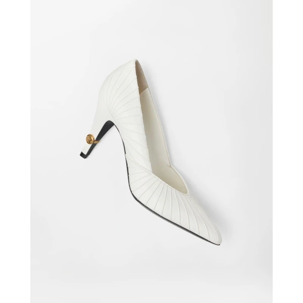 Versace Gianni Leather Pumps 90 mm in White, view 4 | Heels