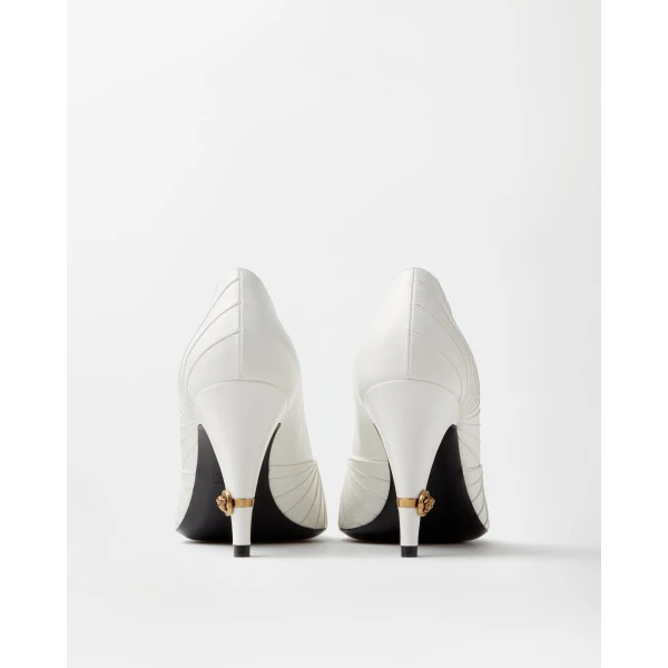 Versace Gianni Leather Pumps 90 mm in White, view 5 | Heels