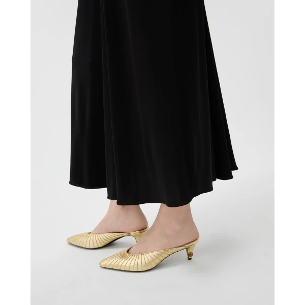 Versace Gianni Metallic Nappa Mules 55 mm in Gold, view 2 | Mules