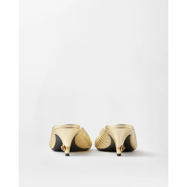 Versace Gianni Metallic Nappa Mules 55 mm in Gold, view 5 | Mules
