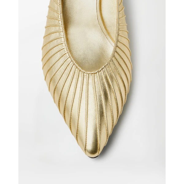 Versace Gianni Metallic Nappa Mules 55 mm in Gold, view 6 | Mules