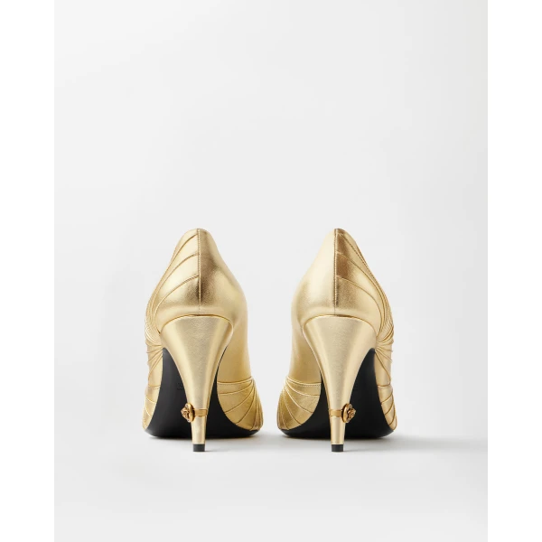 Versace Gianni Metallic Nappa Pumps 90 mm in Gold, view 5 | Heels