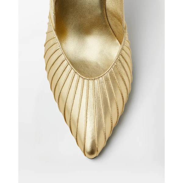 Versace Gianni Metallic Nappa Pumps 90 mm in Gold, view 6 | Heels