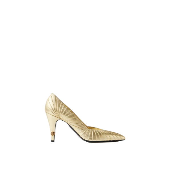 Gianni Metallic Nappa Pumps 90 mm in Gold