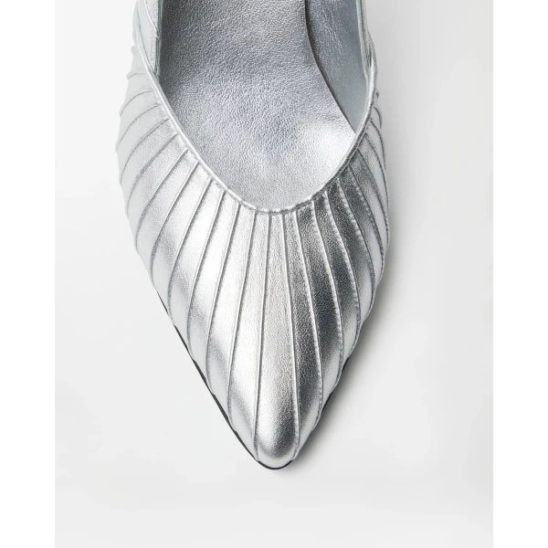 Versace Gianni Metallic Nappa Pumps 90 mm in Silver, view 6 | Heels