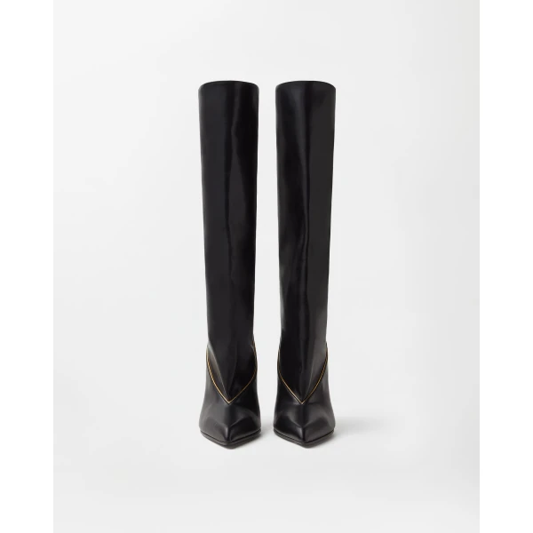 Versace Gianni Nappa Knee-High Boots 90 mm in Black, view 4 | Boots