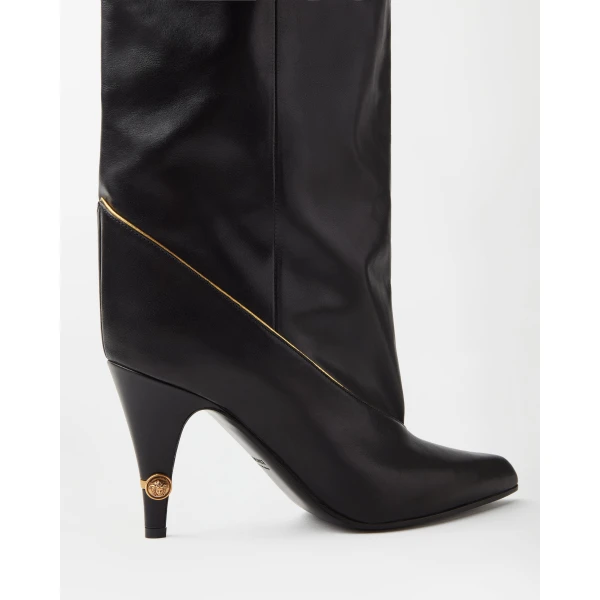 Versace Gianni Nappa Knee-High Boots 90 mm in Black, view 5 | Boots