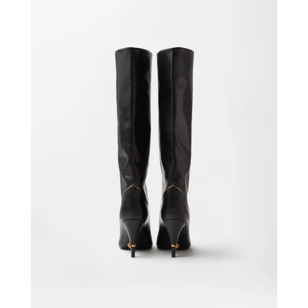 Versace Gianni Nappa Knee-High Boots 90 mm in Black, view 6 | Boots