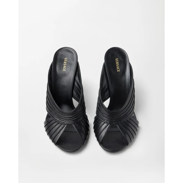 Versace Gianni Nappa Mules 90 mm in Black, view 3 | Mules