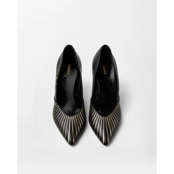 Versace Gianni Nappa Pumps 90 mm in Black, view 3 | Heels
