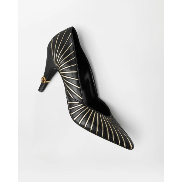 Versace Gianni Nappa Pumps 90 mm in Black, view 4 | Heels