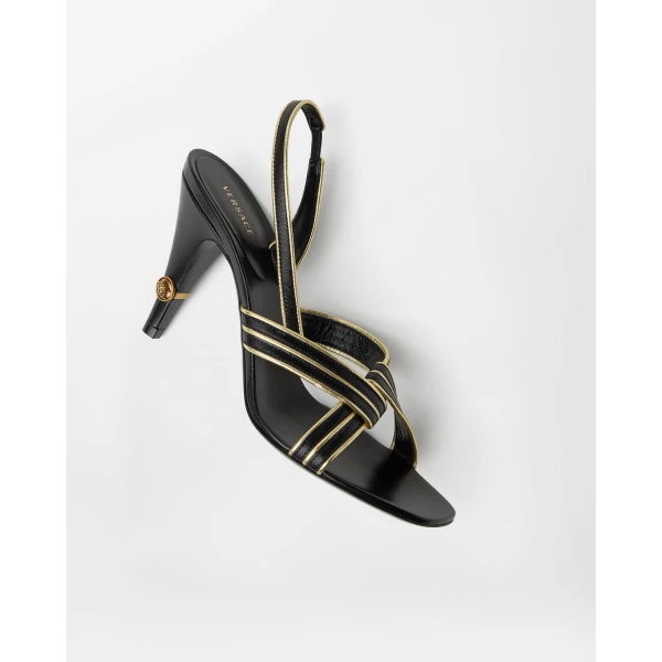 Versace Gianni Nappa Sandals 90 mm in Black, view 4 | Sandals