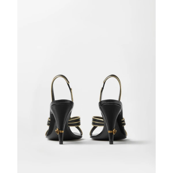 Versace Gianni Nappa Sandals 90 mm in Black, view 6 | Sandals