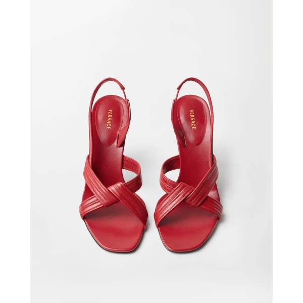 Versace Gianni Nappa Sandals 90 mm in Red, view 3 | Sandals
