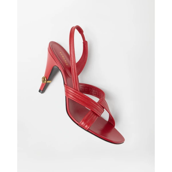 Versace Gianni Nappa Sandals 90 mm in Red, view 4 | Sandals