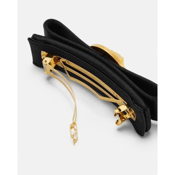 Versace Gianni Ribbon Hair Clip in Black, view 2 | Hair Accessories
