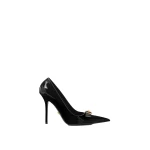 Versace Gianni Ribbon Patent Pumps 110 mm in Black and Gold | Heels | Coveti