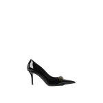 Versace Gianni Ribbon Patent Pumps 85 mm in Black and Gold | Heels | Coveti