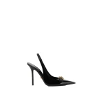 Versace Gianni Ribbon Patent Slingbacks 110 mm in Black and Gold | Heels | Coveti